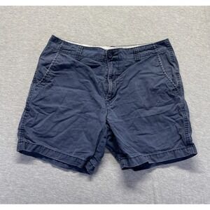 Old Navy Lived-In Straight Chino Shorts Mens 34 Navy Blue Cotton Slash Pockets